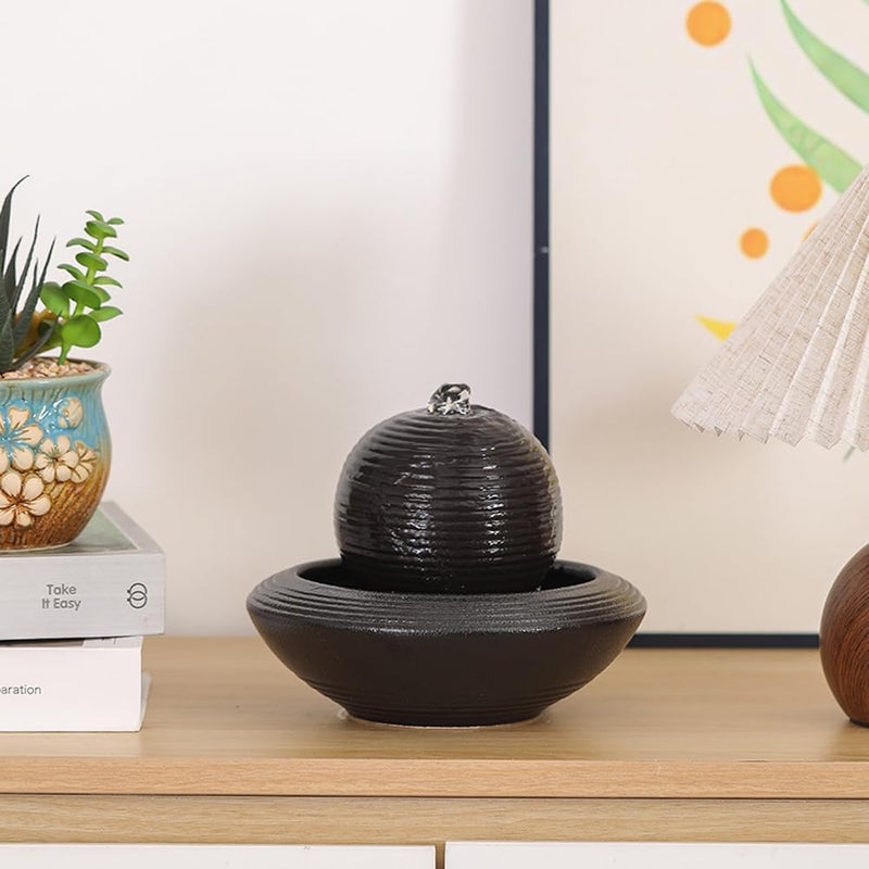 Andady Ceramic Tabletop Fountain Water Feature for Indoor and Home Decoration Table Desk Office Patio (Black A154) - Image 3